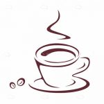 Steaming Coffee Cup and Beans Icon
